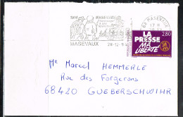 GUE-L87 - FRANCE Flamme Illustrée Sur Lettre Hommage à Nos Libérateurs 1914 Masevaux - Mechanical Postmarks (Advertisement)