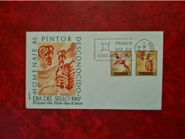 Lettre Espagne 1967 MADRID FDC DIA DEL SELLO HOMENAJE AL PINTOR DESCONOCIDO - Otros & Sin Clasificación