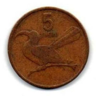 BOTSWANA - 1981 - 5 Thebe - KM 4 - Circulated Coin - Bird Uccello - Tockus Erythrorhynchus - Botswana