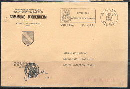 GUE-L88 - FRANCE Flamme Illustrée Sur Lettre En Franchise Postale Récit Des Combats D'Obenheim 1992 - Mechanical Postmarks (Advertisement)