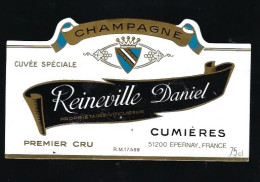 Etiquette Champagne Cuvée Spéciale 1er Cru Reineville Daniel   Cumieres  Marne 51 - Champagner