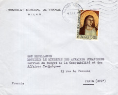 Italia (1966) - 40 Lire "Giotto" Su Busta Per La Francia In Tariffa Ridotta - 1961-70: Marcophilie