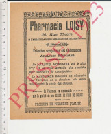 Publicité 1923 Pharmacie Loisy 116 Rue Thiers Troyes Laxatif Hongrois Carburine Brisson - Non Classés