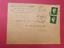 Dulac 3fr En Paire Sur Enveloppe En Recommandé Provisoire De Paris Pour Paris En 1945  - Réf 3502 - 1921-1960: Modern Period