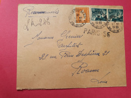 Gandon 2fr En Paire + Dulac 5fr Sur Enveloppe En Recommandé Provisoire De Paris Pour Roanne En 1946  - Réf 3503 - 1921-1960: Periodo Moderno