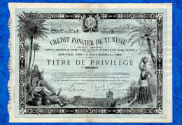 T-CFR Crédit Foncier De Tunisie 1891 -titre De Privilège  RARE - Banque & Assurance