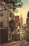 PAINTING, FINE ARTS, ARCHITECTURE, TOWER WITH CLOCK, SWITZERLAND, POSTCARD - Pintura & Cuadros