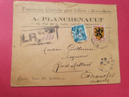 Enveloppe Commerciale En Recommandé Provisoire De Laval Pour Avranches En 1945  - Réf 3504 - 1921-1960: Modern Period