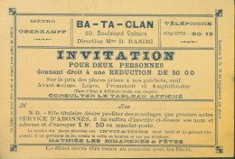 Billet D'entrée Ticket Invitation Pour 2 Personnes BATACLAN BA TA CLAN Paris Dos Sigle YMCA Y.M.C.A Canadian - Toegangskaarten