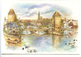 CPSM  10.5 X 15 Bas Rhin  STRASBOURG   Aquarelle De Bernadette Voz - Strasbourg