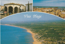 CPM .MULTIVUES " VIAS PLAGE  "  CARTE AFFR AU VERSO LE 3-8-1995  .  2 SCANNES - Altri & Non Classificati