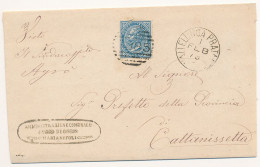 1879 VALLELUNGA PRATAMENO CERCHIO GRANDE + NUMERALE A SBARRE DA MARIANOPOLI - Storia Postale