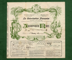 T-CFR La Colonisation Française Inscription De Rente De 120 Francs  1919 - Andere & Zonder Classificatie