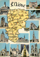 02 - Aisne - Multivues - Carte Géographique - CPM - Voir Scans Recto-Verso - Otros & Sin Clasificación