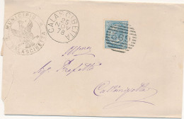 1878 CALASCIBETTA CERCHIO GRANDE + NUMERALE A SBARRE + TIMBRO ARALDICO - Marcophilia