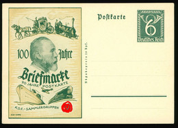 Ganzsache 100 Jahre Briefmarke - 70 Jahre Postkarte KDF Sammlergruppen, Ungebraucht - Autres & Non Classés