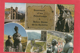 CPM. MULTIVUES " SOUVENIR D'UN PELERINAGE A NOTRE-DAME DE LA SALETTE .  AFFR AU VERSO LE 3-9-1990  .  2 SCANNES - La Salette