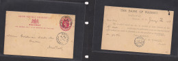 BC - Bahamas. 1903 (24 Jan) Nassau - USA, NYC (27 Jan) 1d Red QV Stat Card. Fine Used Reverse Printed Message. XSALE. - Other & Unclassified