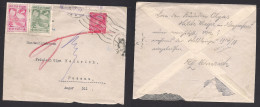 AUSTRIA - XX. 1913 (Sept) Klagenfurt - Passan, Germany. Fkd Env 10h + 2 Diff Pre WWI Labels Against England. Rolling Cac - Autres & Non Classés