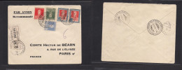 Argentina - XX. 1934 (5 Febr) Buenos Aires - France, Paris (19 Feb) Registered Air Multifkd Env 2,35 Peso Rate. Fine. XS - Other & Unclassified
