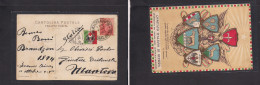 Argentina - XX. 1915 (11 Oct) Buenos Aires - Italy, Mantova. WWI Fkd Ppc + Italian Red Cross Label / Argentina Tied Cds. - Sonstige & Ohne Zuordnung