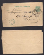 Argentina - Stationery. 1891 (Nov 17) Rosario, State Local Stat Complete Wrapper 1c Blue Usage + Retour. XSALE. - Other & Unclassified