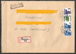 DDR MiNr. 3351, 3345, 3344 (2x); Dom Magdeburg, Auf Portoger. E-Brief Von Tannenbergsthal Nach Friedland; C-356 - Storia Postale