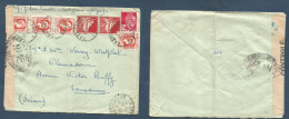 ALGERIA. 1945 (12 Jan) Castiglione - Switzerland, Lausanne. Multifkd Mixed Issues Censored Envelope At 4,50fr Rate Tied  - Algerije (1962-...)