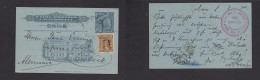 CHILE - Stationery. 1910 (8 July) Tocopila - Germany, Lubeck. 3c Grey / Blue Illustrated + 3c Adtl Stat Card, Cds. XSALE - Chile