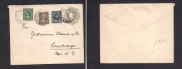 CHILE - Stationery. 1919 (25 Aug) Valdivia - Santiago. 5c Grey Stat Env + 3 Adtls, Cds. XSALE. - Chile