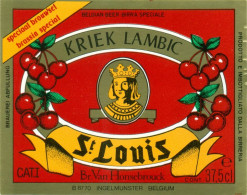 Oud Etiket Bier Kriek Lambic St Louis 37,5 Cl. - Brouwerij / Brasserie Van Honsebrouck Te Ingelmunster - Bier