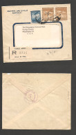 CHILE. Chile - Cover - 1951 6 Sept Stgo To USA Pha Registr Air Mult Fkd Env $12,20 Rate . Scarve Comb Stamps.Ex-Prof Wes - Cile