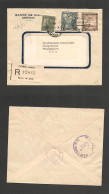 CHILE. Chile - Cover - 1951 10June Stgo To USA Pha Registr Mult Fkd Env Via NY $5,80 Rate Ex-Prof West UK Airmails Coll. - Chile