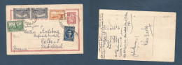 BULGARIA. 1922 (30 Jan) Sofia - Germany, Calbe. 10p Red + Five Adtls Stationary Card, Tied Cds. VF Usage. XSALE. - Other & Unclassified