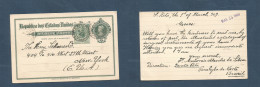 Brazil -Stationary. 1909 (8 March) Santa Rita, Parahiba Del Norte - USA, NYC. 50 Rs Green + Adtl. VF Town Origin Usage.  - Otros & Sin Clasificación