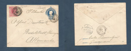 Brazil -Stationary. 1908 (27 Febr) Guarapuara, Parana - Germany, Rudolstadt 200rs Blue Stat Env + Adtl. Fine Town Origin - Altri & Non Classificati