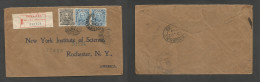 Brazil - XX. 1909 (29 Nov) RJ - Rochester, NY (28 Dec) Science Inst. Registered Multifkd Env. 700rs. VF. XSALE. - Other & Unclassified