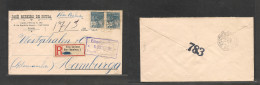 BRAZIL. Brazil Cover - 1925 Victoria To Germany Hamburg Via Bahiaregistr Mult Fkd Env Illustr Env Special Provisional Ge - Otros & Sin Clasificación