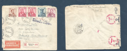 Belgium - XX. 1942 (15 June) Brussel - Germany, Birkensforf. Registered Express Multifkd Envelope. Diff Comm Issue. Nazi - Other & Unclassified