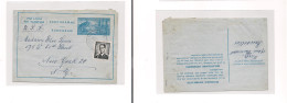 BELGIUM. Cover -  1955 Bruxels To USA NYC Blue Stat Lettersheet Plus Adtl, Scarce XSALE. - Sonstige & Ohne Zuordnung