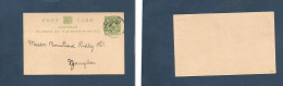 BC - Zanzibar. 1897 (6 July) Local GPO 1/2a Green Stat Card Usage. Boustead Ridley Cº. Comercial. XSALE. - Other & Unclassified