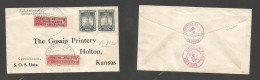 ECUADOR. 1940. Quito - USA, Kansas, Holton (6-7 March) Registered Multifkd Env At 30c Rate. Double Provisional Rate. XSA - Ecuador