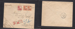 DUTCH INDIES. 1923 (30 July) Weltevreden - France, Marseille (29 Aug) Registered Multifkd Env. XSALE. - Netherlands Indies