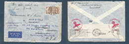 DENMARK. 1941 (9 Oct) Kolding - USA, Baltimore, Maryland. Air Multifkd Env Via NY 1,25k Rate, Fwded. Reverse Nazi Occup  - Andere & Zonder Classificatie