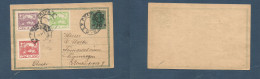 CZECHOSLOVAKIA. C. 1919. Prague - Denmark, Cph. Ovptd Austrian Stat Card + 3 Adtls, Tied Cds. XSALE. - Otros & Sin Clasificación