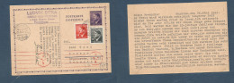 CZECHOSLOVAKIA. 1944 (21 March) Bohemia, Freistadt - Switzerland, Luzern. 60h Lilac Stat Card + 2 Adtls, Tied Cds + Nazi - Autres & Non Classés