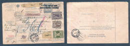 CZECHOSLOVAKIA. 1909 (3 Dec) Austria - PO Prague - Denmark, Cph (6 Dec). Multifkd High Values Stat Package Card. XSALE. - Altri & Non Classificati