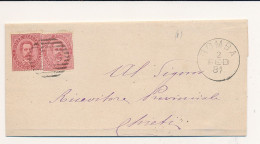 1881 BOMBA CERCHIO GRANDE + NUMERALE A SBARRE - Storia Postale