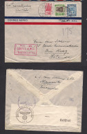 COLOMBIA. 1940 (28 Nov) Bogota - Netherlands, Den Haag "Via Transoceanico Nº1" Air Multifkd Env. Reverse Nazi Censored.  - Colombia