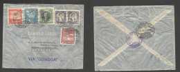 Chile - XX. 1937 (15 June) Valp - Germany, Hamburg Via "Condor" Air Multifkd Env At 18,80 Peos, Rate. VF. XSALE. - Chile